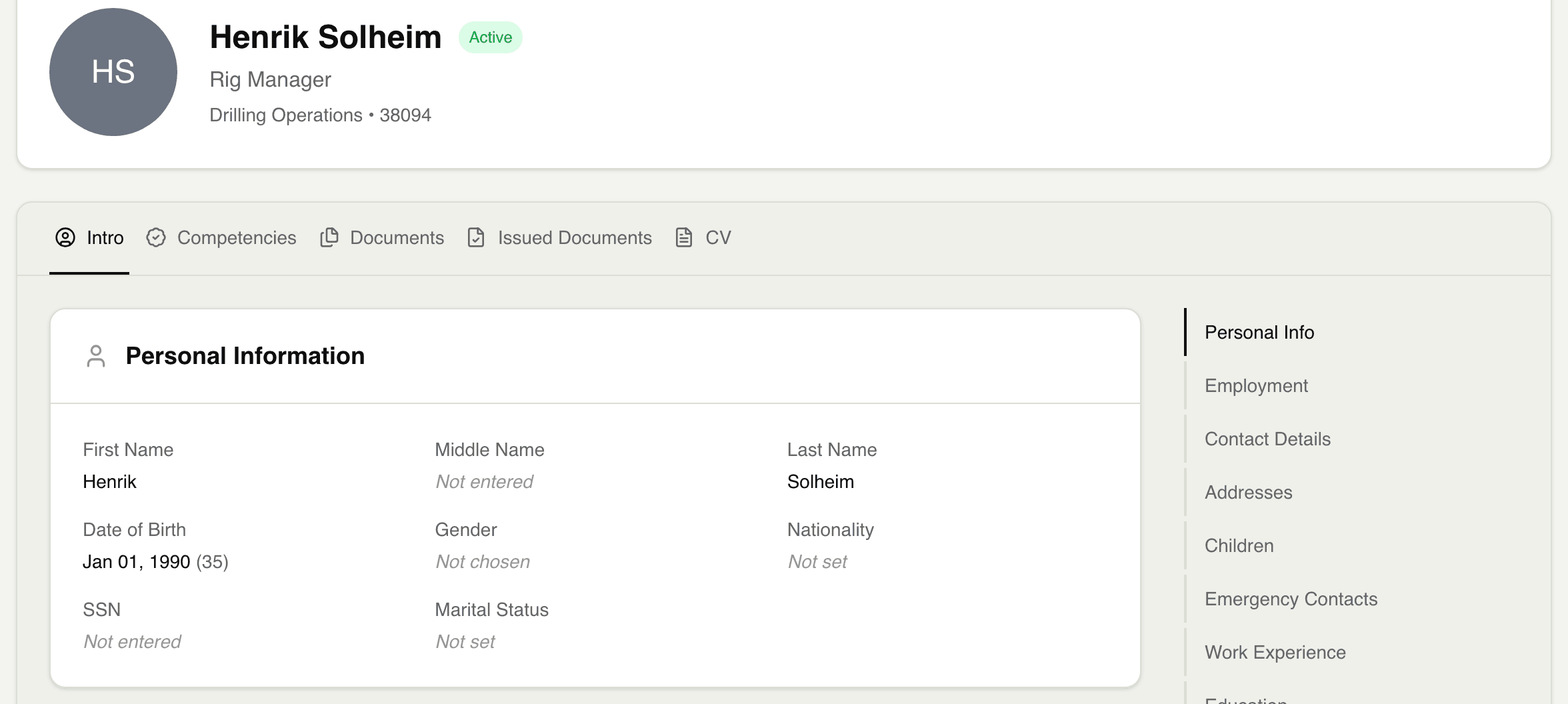 Henrik Solheim's People profile with identity, position and structured personnel information.